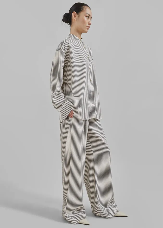 The Frankie Shop Bottoms The Garment Vence Pants 8211 CreamGrey Stripe 8211 Women
