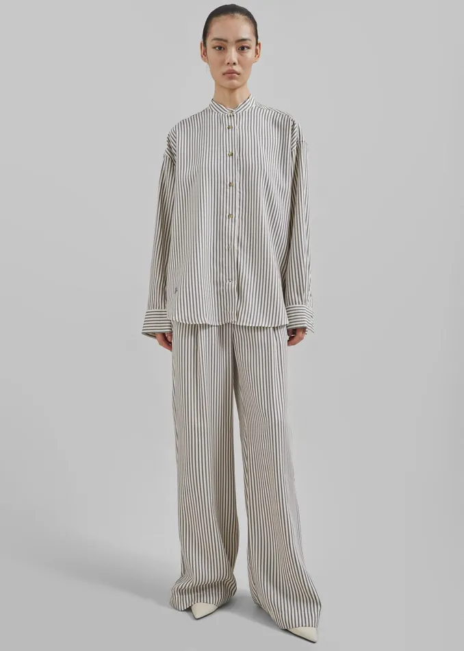 The Frankie Shop Bottoms The Garment Vence Pants 8211 CreamGrey Stripe 8211 Women