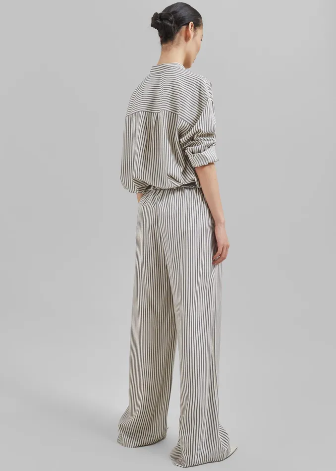 The Frankie Shop Bottoms The Garment Vence Pants 8211 CreamGrey Stripe 8211 Women