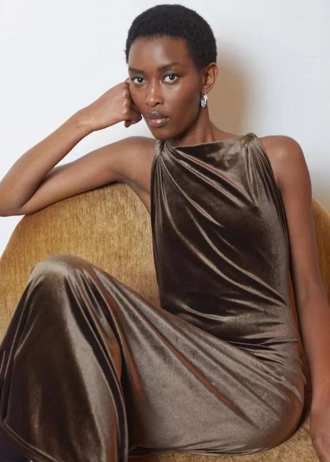 The Frankie Shop Dresses Sinai Twisted Velvet Dress 8211 Brown 8211 Women