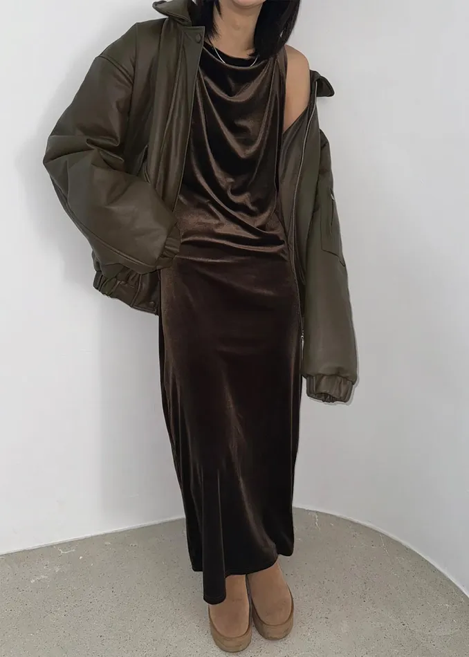 The Frankie Shop Dresses Sinai Twisted Velvet Dress 8211 Brown 8211 Women