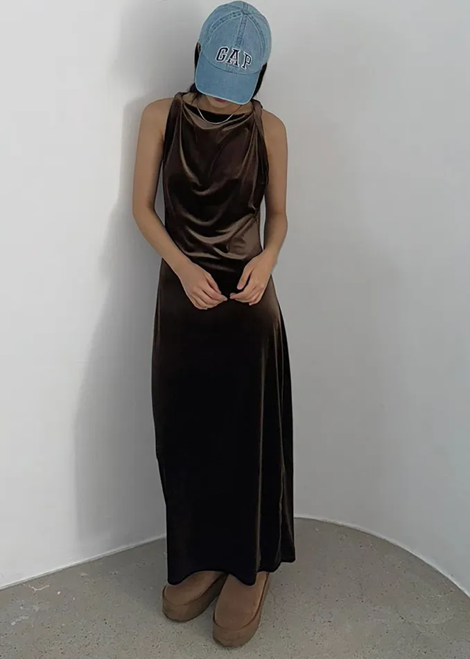 The Frankie Shop Dresses Sinai Twisted Velvet Dress 8211 Brown 8211 Women