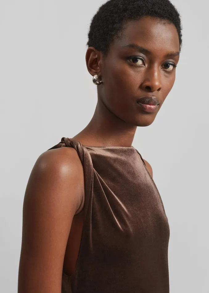 The Frankie Shop Dresses Sinai Twisted Velvet Dress 8211 Brown 8211 Women