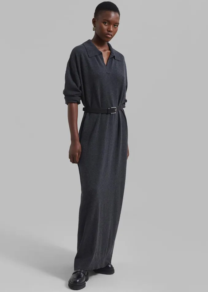 The Frankie Shop Dresses Siobhan Long Knit Dress 8211 Charcoal 8211 Women
