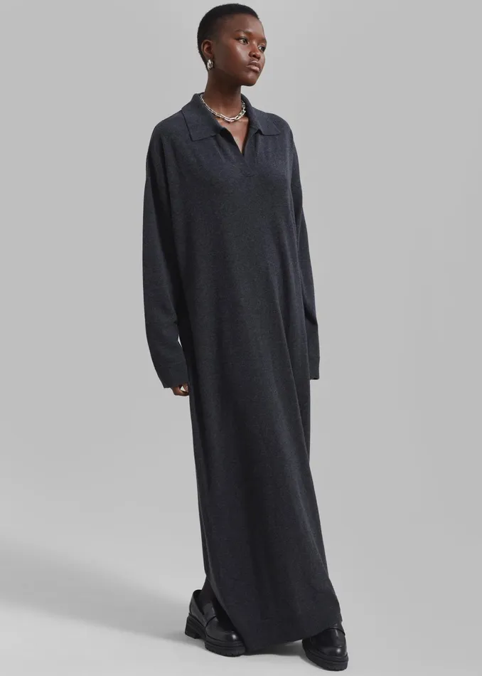 The Frankie Shop Dresses Siobhan Long Knit Dress 8211 Charcoal 8211 Women