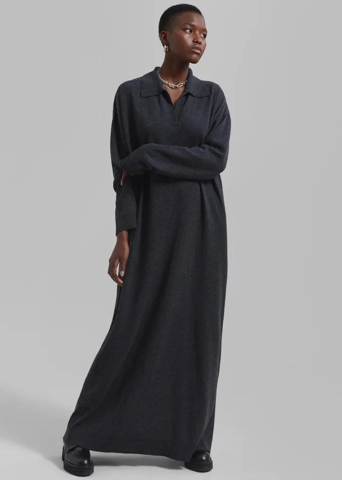 The Frankie Shop Dresses Siobhan Long Knit Dress 8211 Charcoal 8211 Women