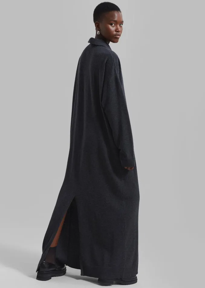The Frankie Shop Dresses Siobhan Long Knit Dress 8211 Charcoal 8211 Women
