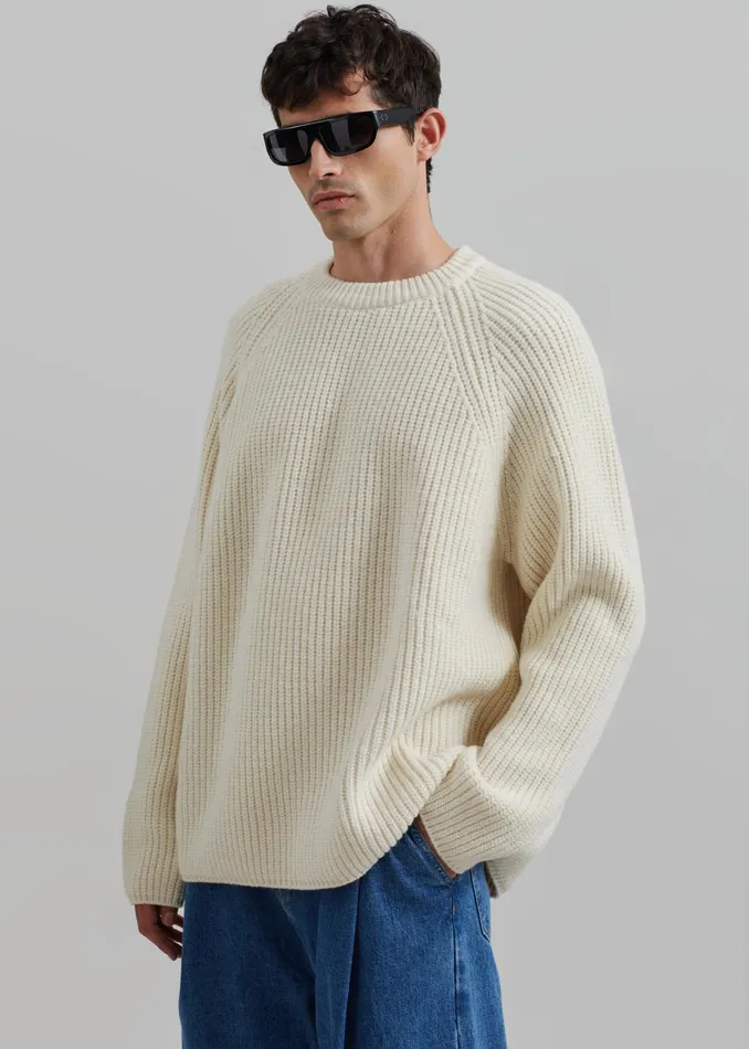 The Frankie Shop Knitwear Carter Crew Neck Sweater 8211 Beige 8211 Men