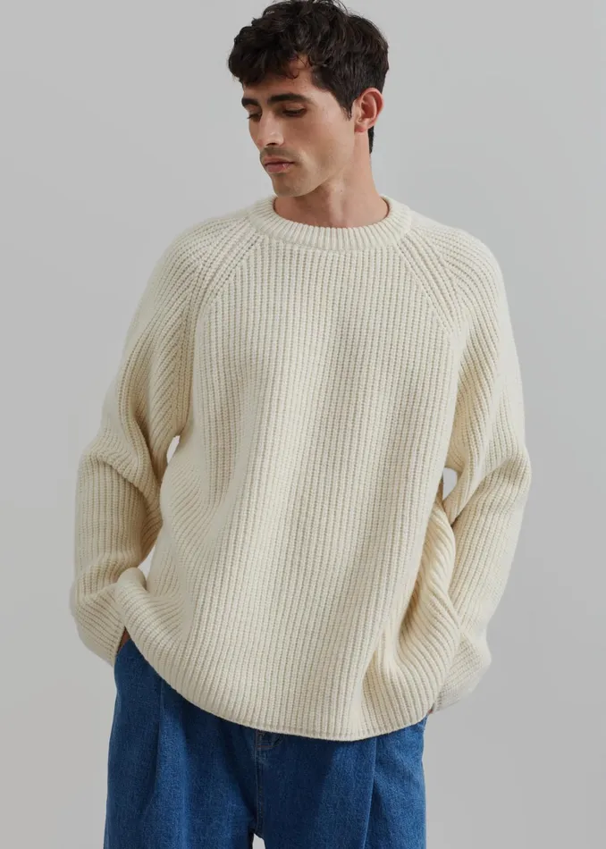 The Frankie Shop Knitwear Carter Crew Neck Sweater 8211 Beige 8211 Men