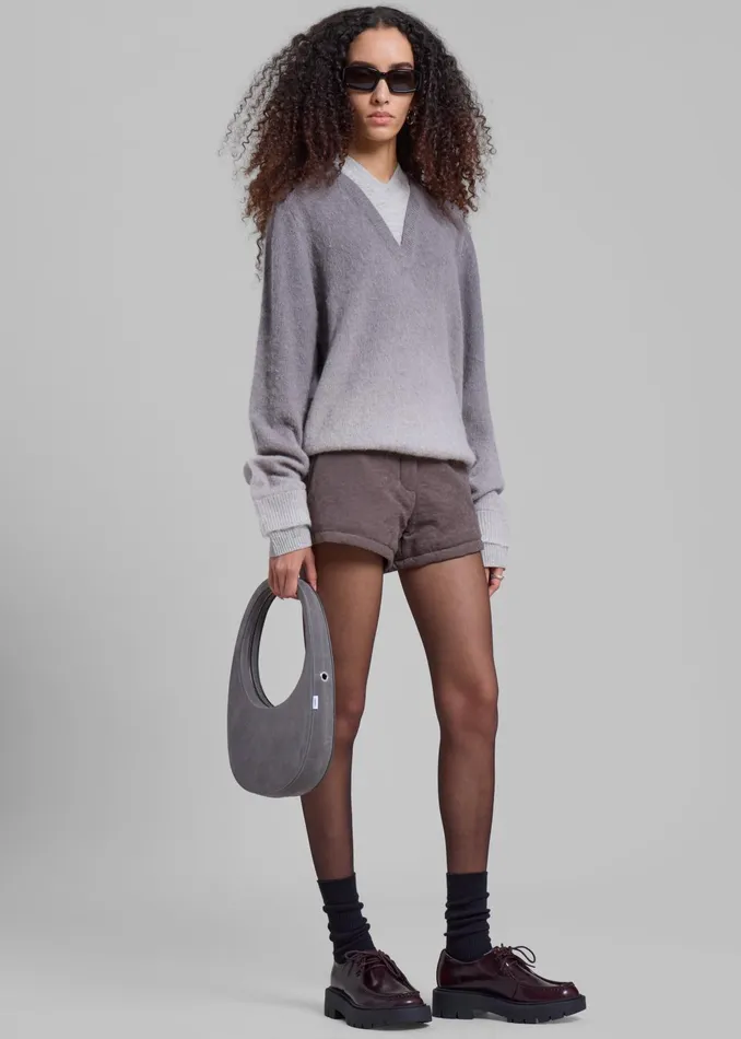 The Frankie Shop Knitwear Jw Anderson VNeck Gradient Jumper 8211 Dark Grey 8211 Women