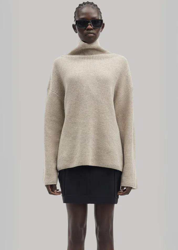 The Frankie Shop Knitwear Samse Samse Sazlata Turtleneck 8211 Khaki Melange 8211 Women The Frankie Shop Knitwear Samse Samse Sazlata Turtleneck 8211 Khaki Melange 8211 Women