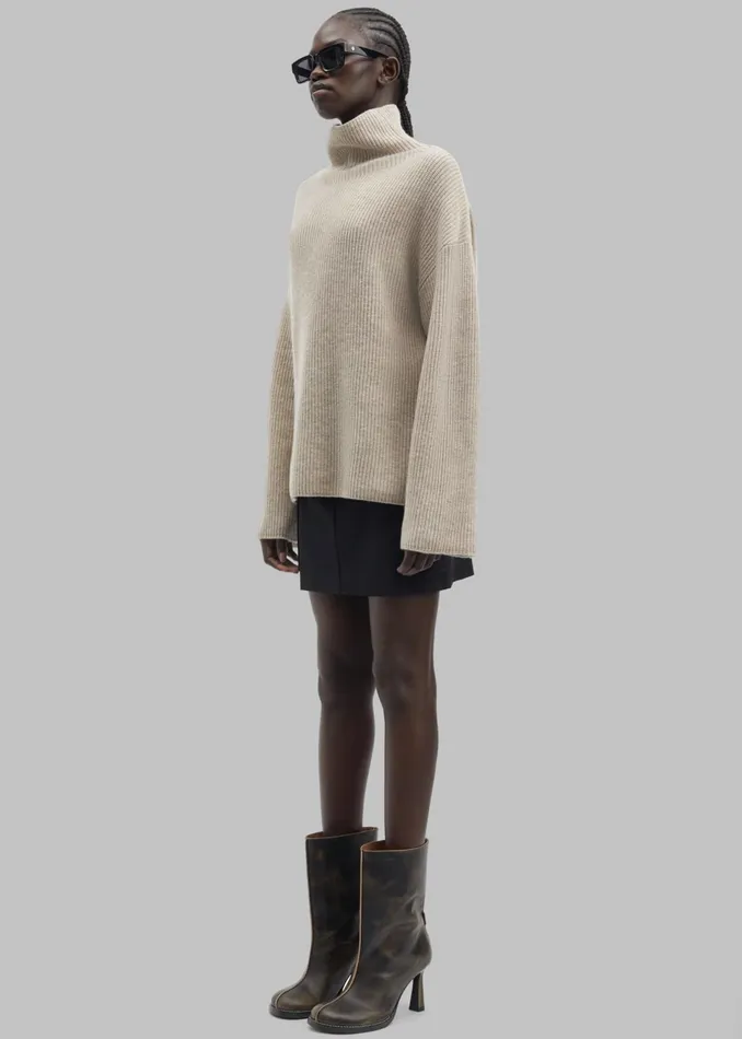 The Frankie Shop Knitwear Samse Samse Sazlata Turtleneck 8211 Khaki Melange 8211 Women