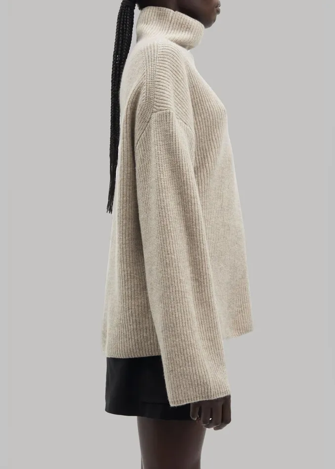 The Frankie Shop Knitwear Samse Samse Sazlata Turtleneck 8211 Khaki Melange 8211 Women