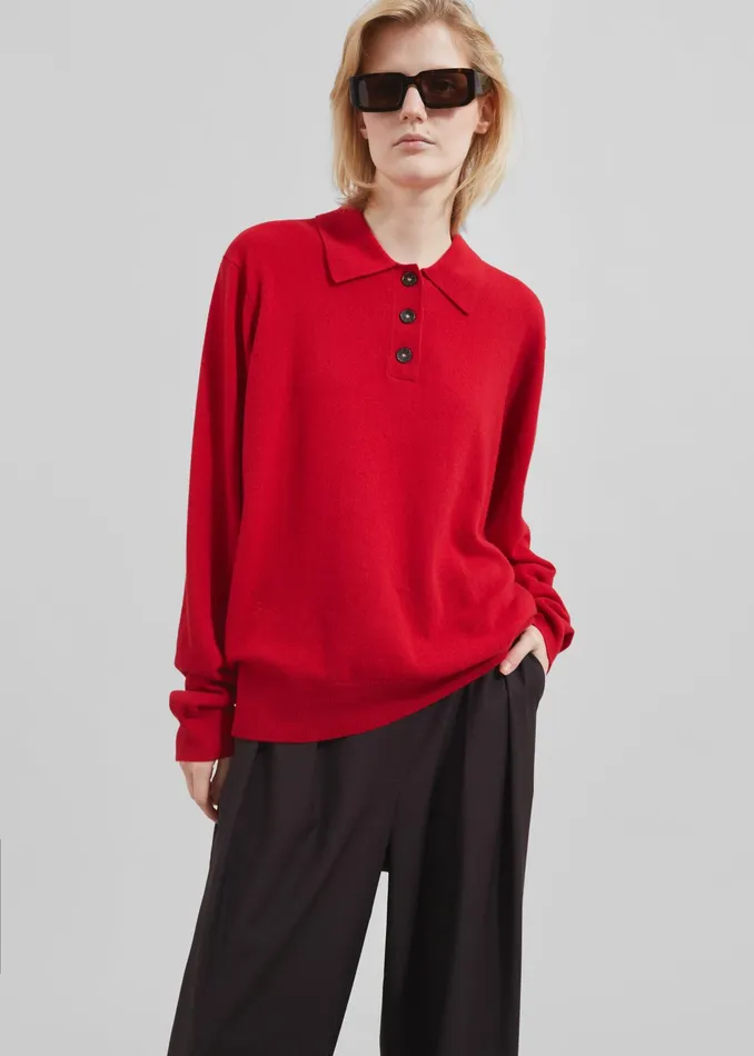 The Frankie Shop Knitwear The Garment Como Polo 8211 Red 8211 Women