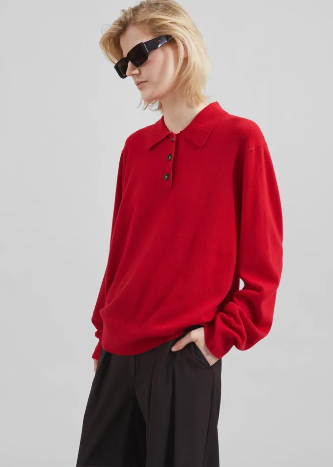 The Frankie Shop Knitwear The Garment Como Polo 8211 Red 8211 Women