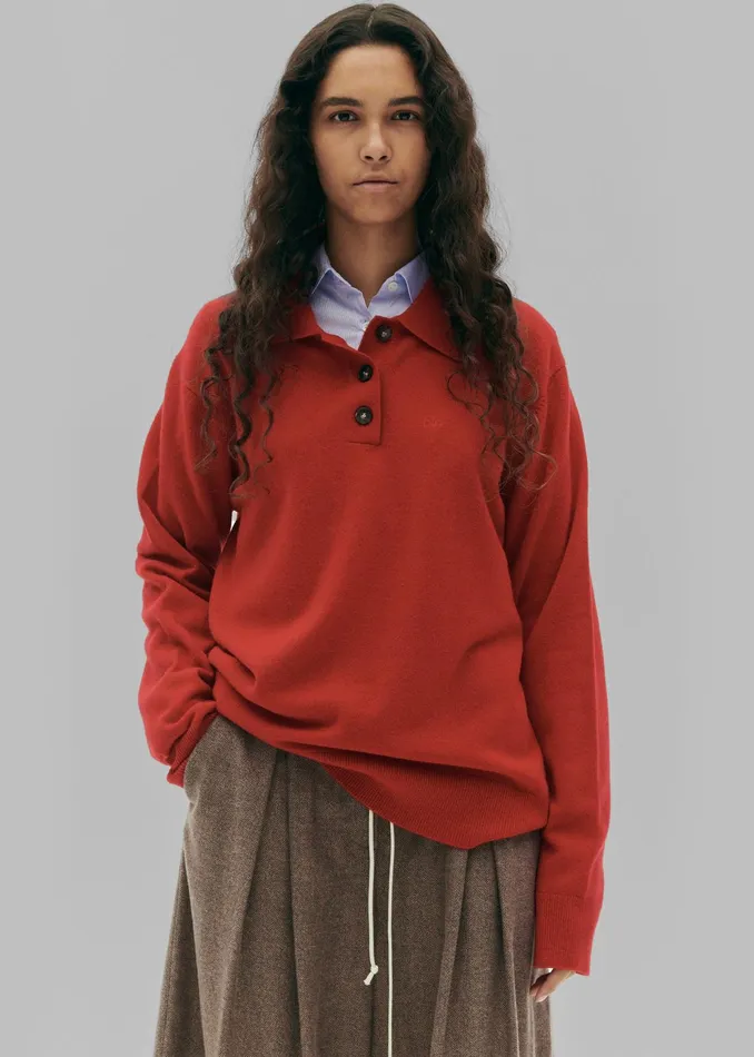 The Frankie Shop Knitwear The Garment Como Polo 8211 Red 8211 Women