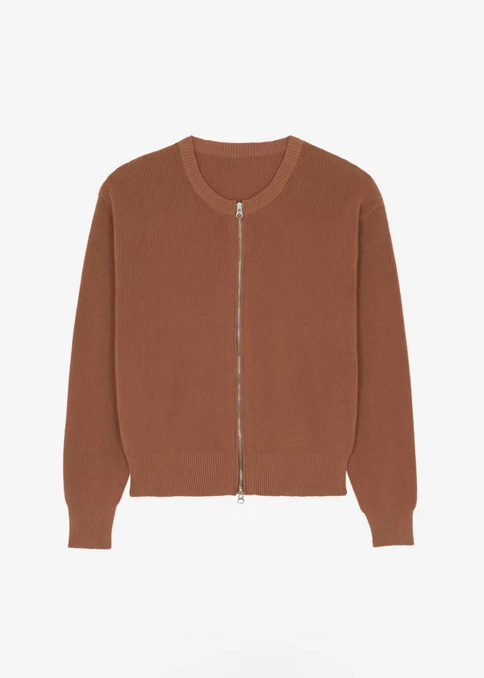 The Frankie Shop Knitwear Veronica ZipUp Cardigan 8211 Brown 8211 Women