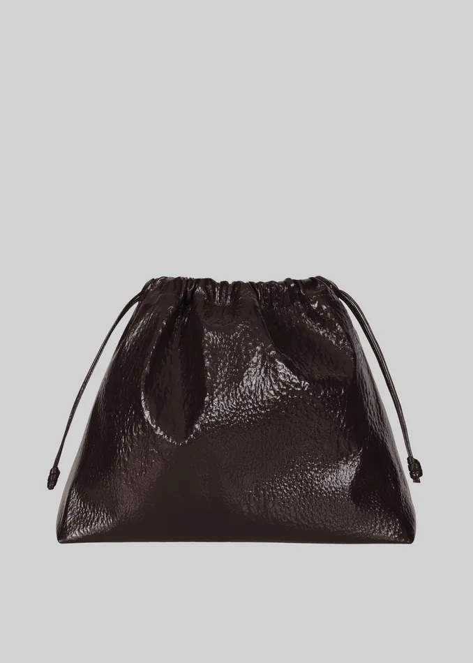 The Frankie Shop Morgan Crackled Faux Leather Large Pouch 8211 Brown 8211 Women