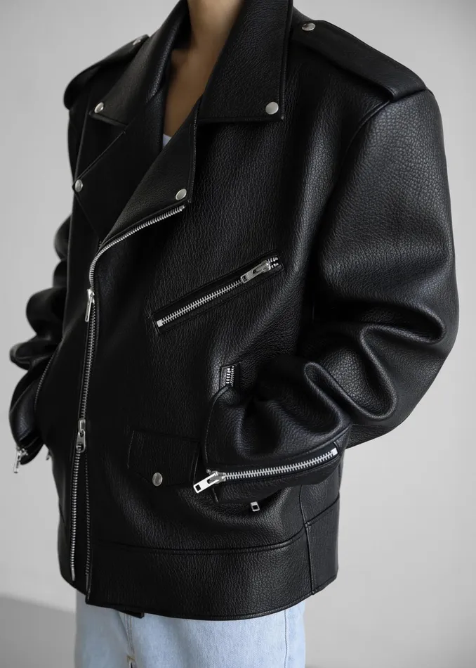 The Frankie Shop Outerwear Chicago Oversized Biker Jacket 8211 Black 8211 Women