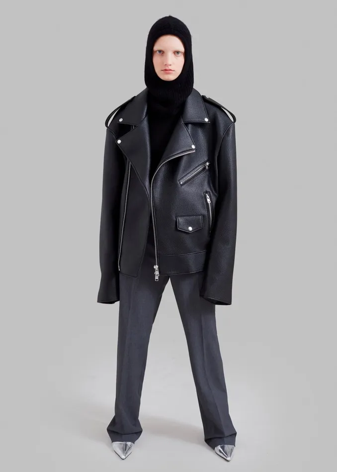 The Frankie Shop Outerwear Chicago Oversized Biker Jacket 8211 Black 8211 Women