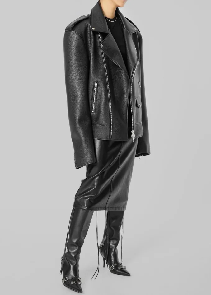 The Frankie Shop Outerwear Chicago Oversized Biker Jacket 8211 Black 8211 Women