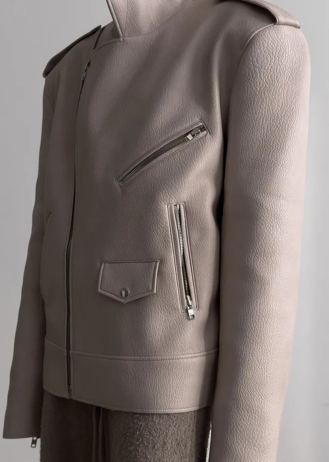 The Frankie Shop Outerwear Chicago Oversized Biker Jacket 8211 Cream 8211 Women