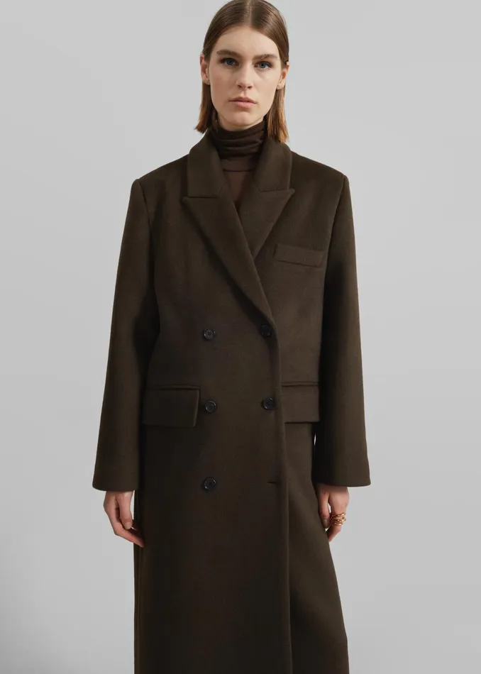 The Frankie Shop Outerwear Eslov Coat 8211 Khaki Brown 8211 Women