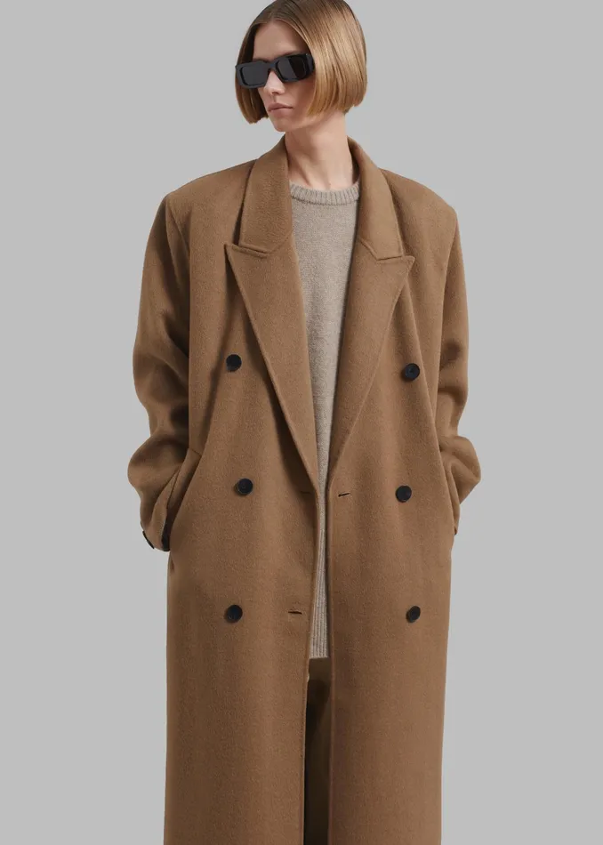 The Frankie Shop Outerwear Gaia Double Breasted Coat 8211 Camel 8211 Women