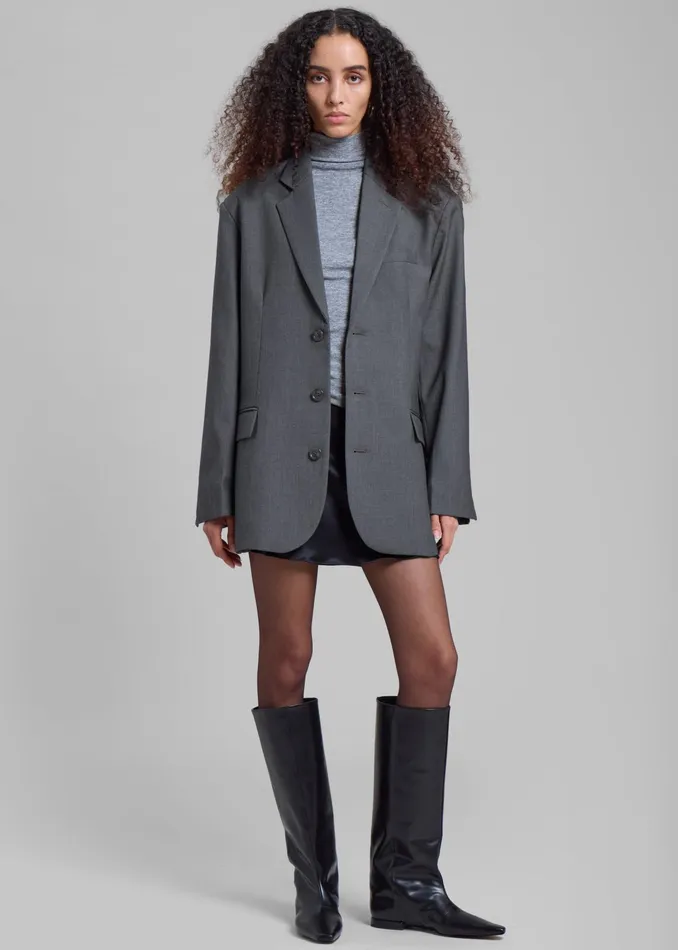 The Frankie Shop Outerwear Gelso Oversized Blazer 8211 Dark Grey Melange 8211 Women The Frankie Shop Outerwear Gelso Oversized Blazer 8211 Dark Grey Melange 8211 Women