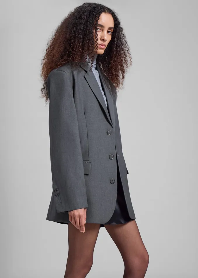 The Frankie Shop Outerwear Gelso Oversized Blazer 8211 Dark Grey Melange 8211 Women