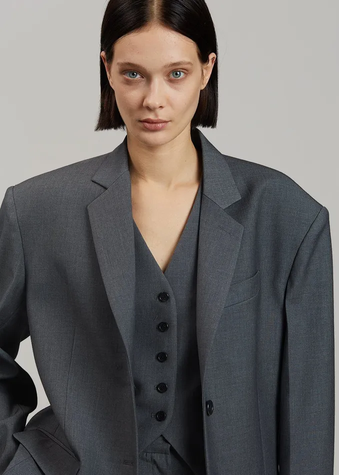 The Frankie Shop Outerwear Gelso Oversized Blazer 8211 Dark Grey Melange 8211 Women