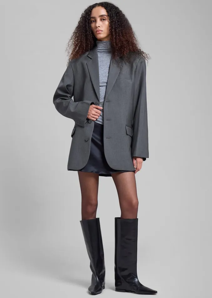 The Frankie Shop Outerwear Gelso Oversized Blazer 8211 Dark Grey Melange 8211 Women