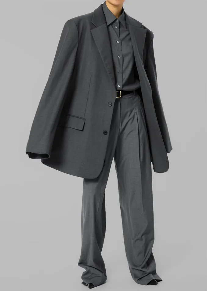 The Frankie Shop Outerwear Gelso Oversized Blazer 8211 Dark Grey Melange 8211 Women