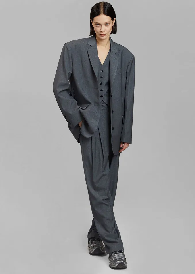 The Frankie Shop Outerwear Gelso Oversized Blazer 8211 Dark Grey Melange 8211 Women