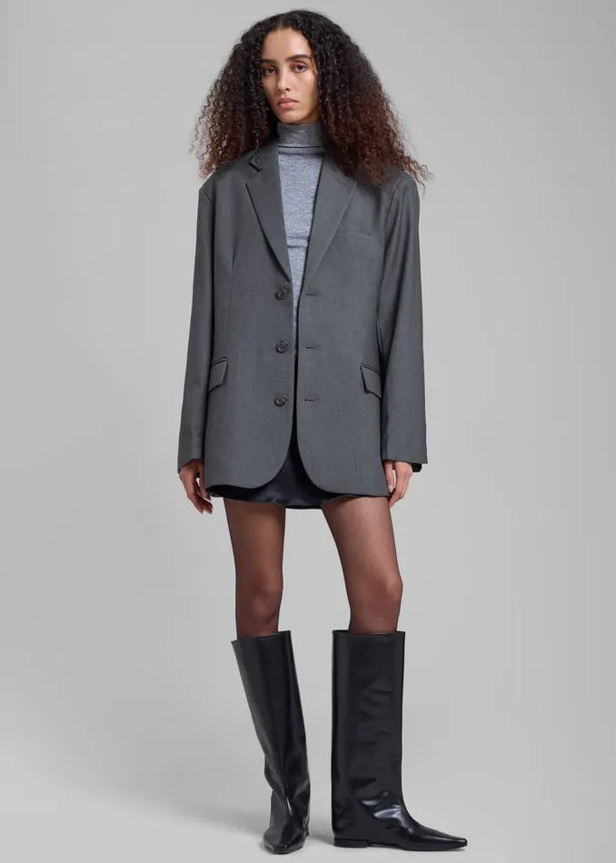 The Frankie Shop Outerwear Gelso Oversized Blazer 8211 Dark Grey Melange 8211 Women