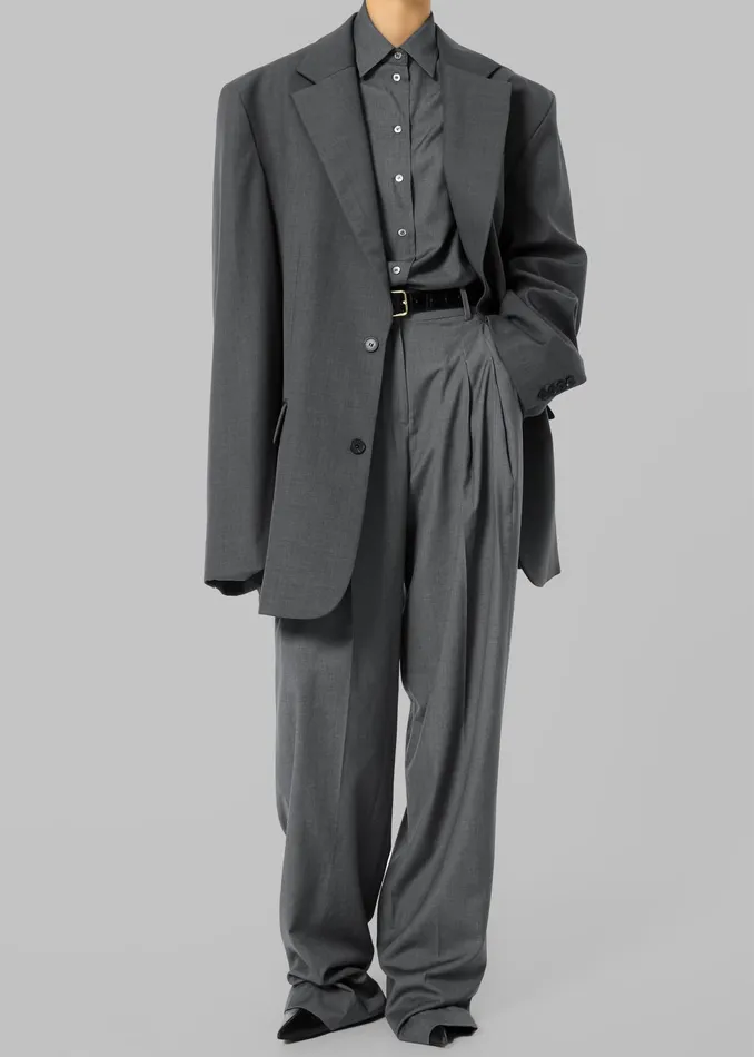 The Frankie Shop Outerwear Gelso Oversized Blazer 8211 Dark Grey Melange 8211 Women