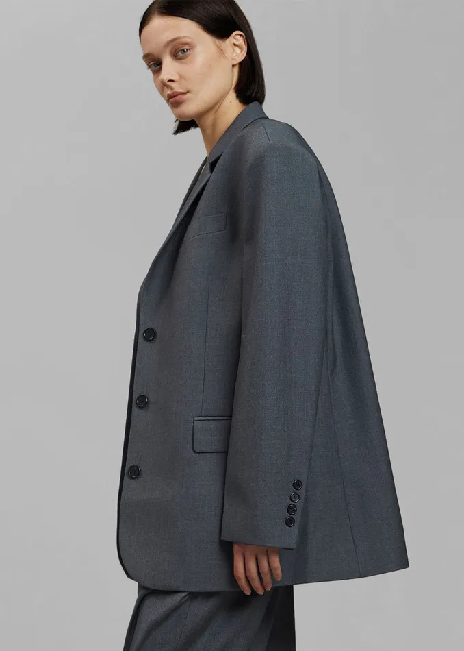 The Frankie Shop Outerwear Gelso Oversized Blazer 8211 Dark Grey Melange 8211 Women
