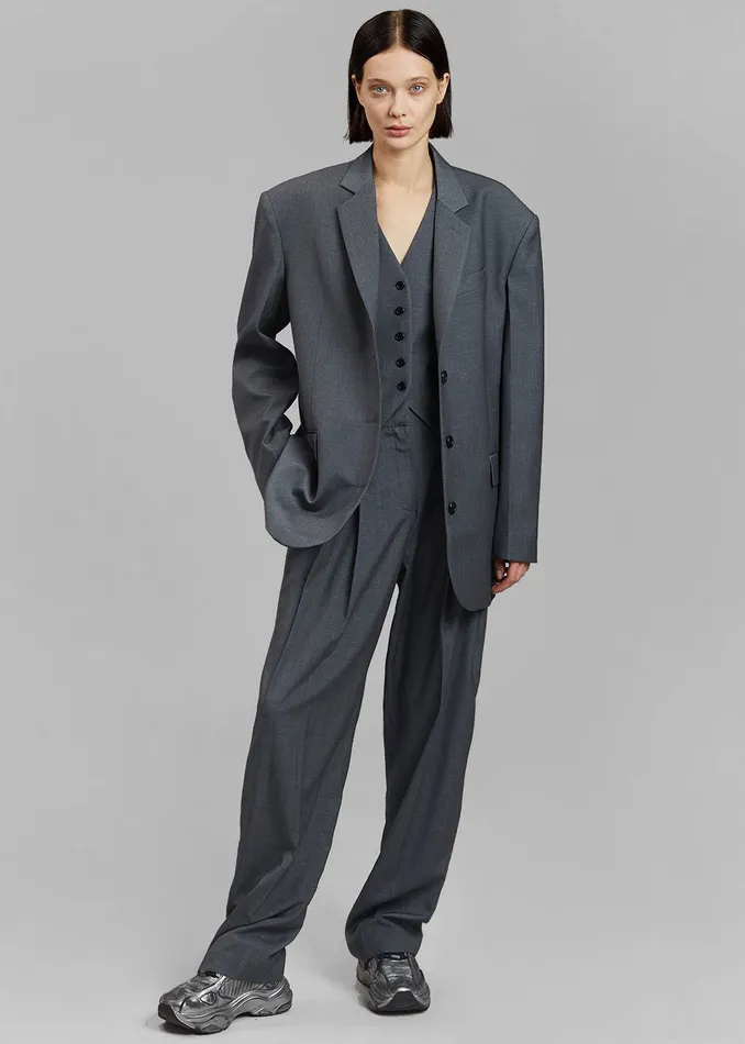 The Frankie Shop Outerwear Gelso Oversized Blazer 8211 Dark Grey Melange 8211 Women