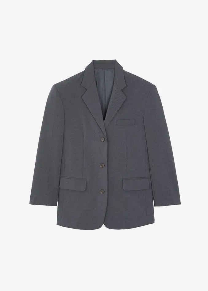 The Frankie Shop Outerwear Gelso Oversized Blazer 8211 Dark Grey Melange 8211 Women