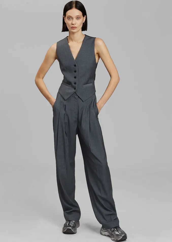The Frankie Shop Outerwear Gelso Waistcoat 8211 Dark Grey Melange 8211 Women