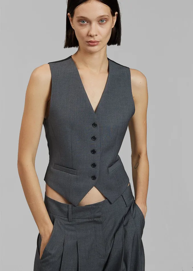 The Frankie Shop Outerwear Gelso Waistcoat 8211 Dark Grey Melange 8211 Women