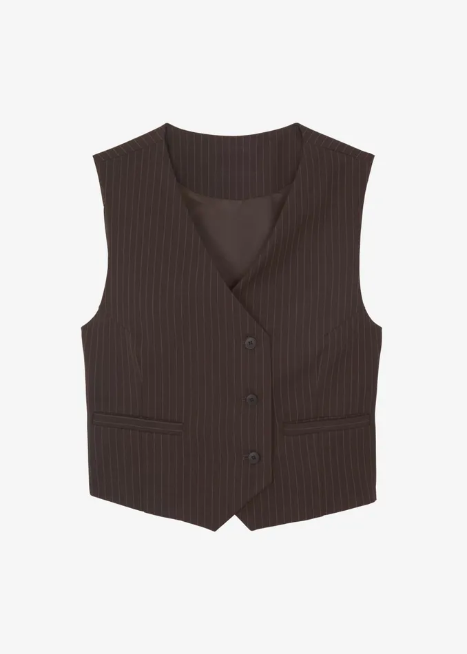 The Frankie Shop Outerwear Ivey Vest 8211 BrownWhite Pinstripe 8211 Women