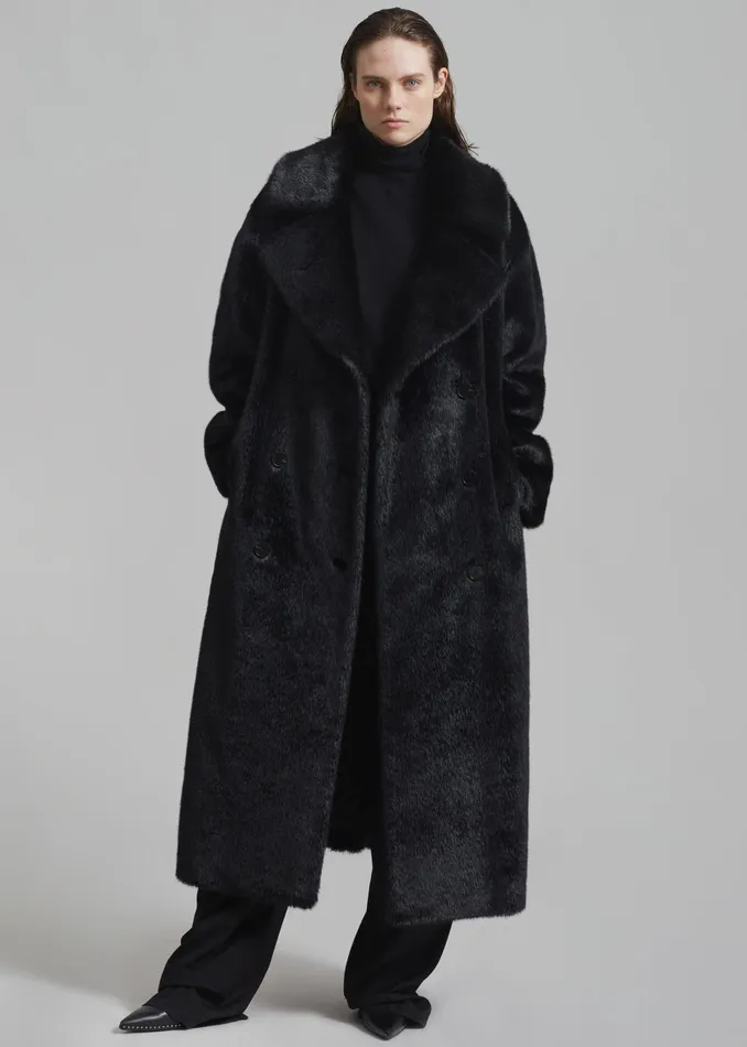 The Frankie Shop Outerwear Joni Faux Fur Coat 8211 Black 8211 Women