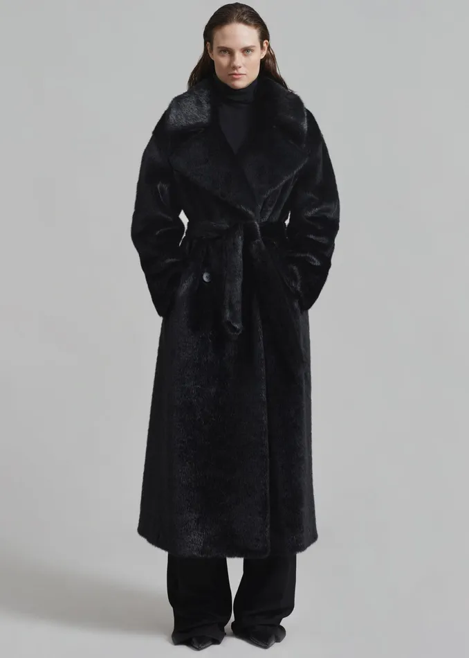 The Frankie Shop Outerwear Joni Faux Fur Coat 8211 Black 8211 Women