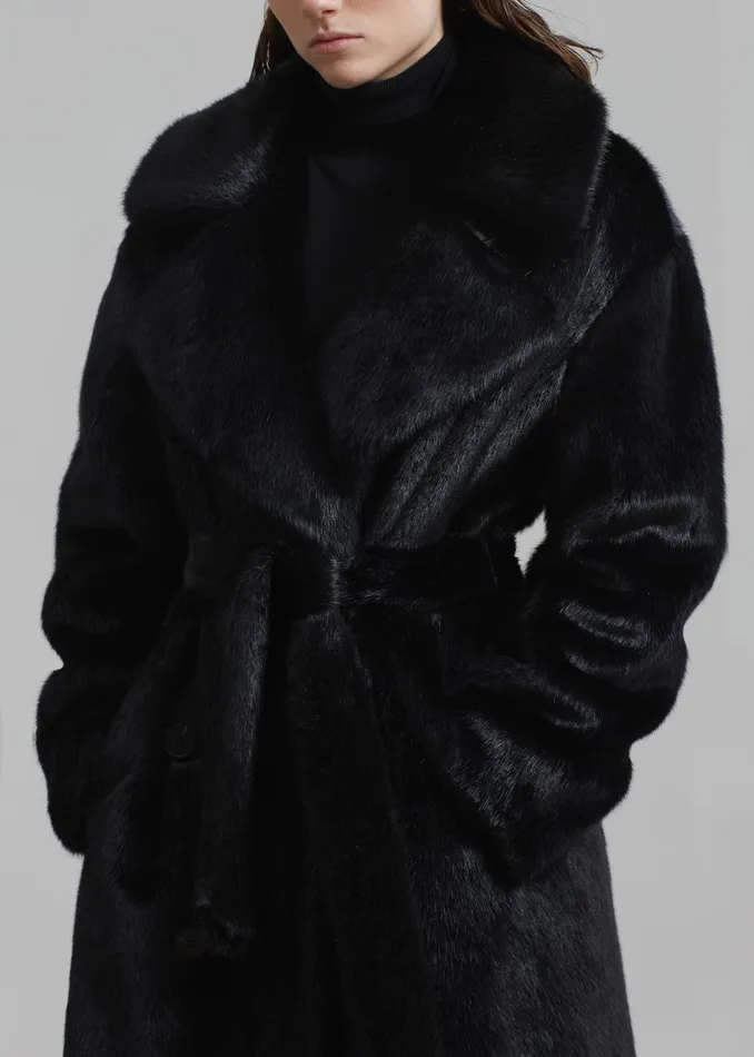 The Frankie Shop Outerwear Joni Faux Fur Coat 8211 Black 8211 Women