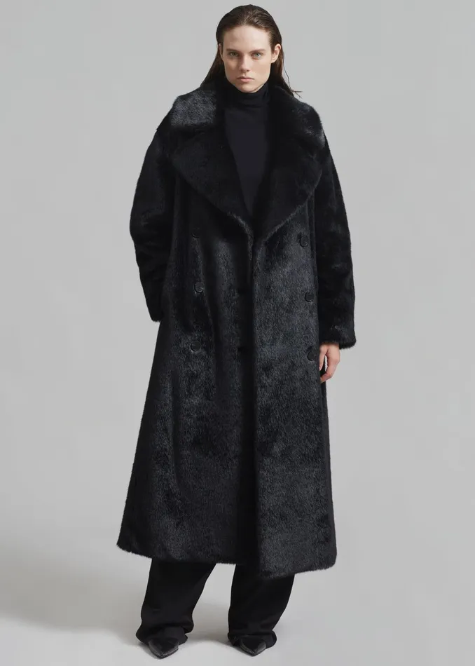 The Frankie Shop Outerwear Joni Faux Fur Coat 8211 Black 8211 Women