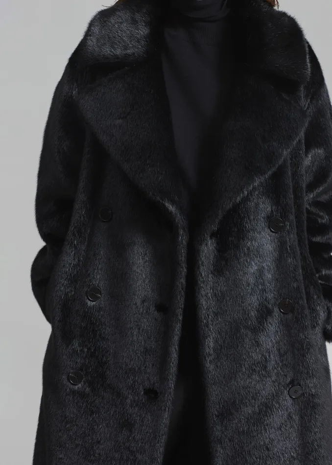 The Frankie Shop Outerwear Joni Faux Fur Coat 8211 Black 8211 Women