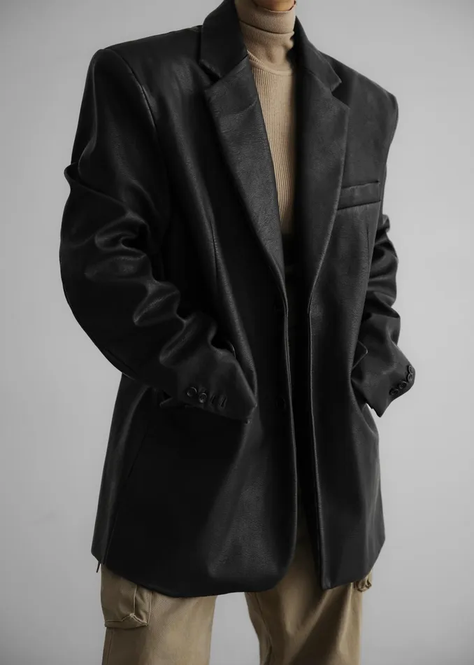 The Frankie Shop Outerwear Kelso Faux Leather Blazer 8211 Black 8211 Women