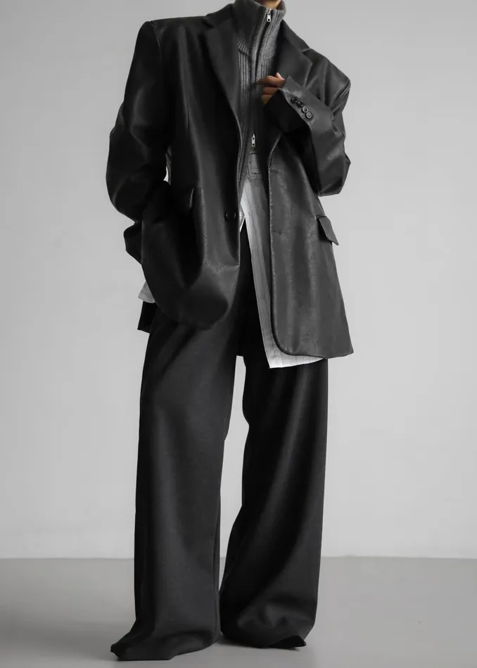 The Frankie Shop Outerwear Kelso Faux Leather Blazer 8211 Black 8211 Women