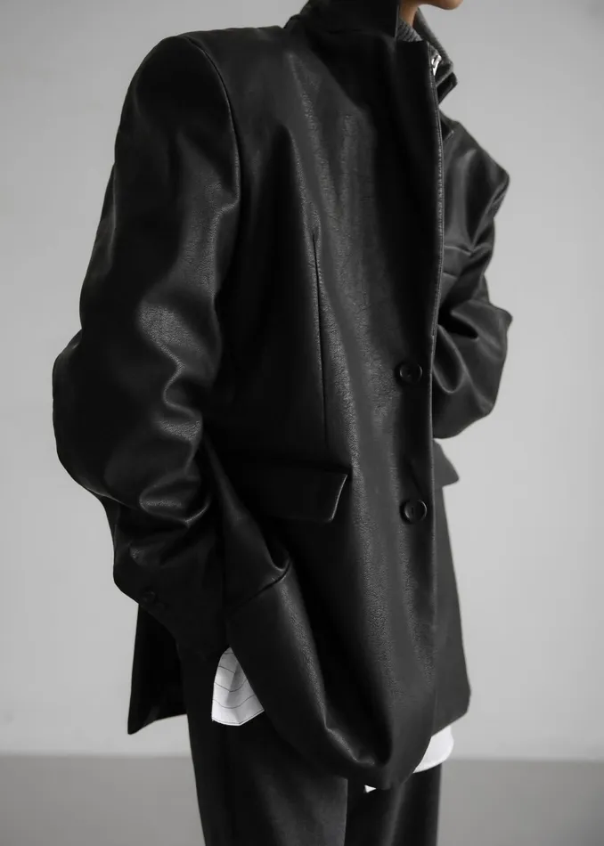 The Frankie Shop Outerwear Kelso Faux Leather Blazer 8211 Black 8211 Women